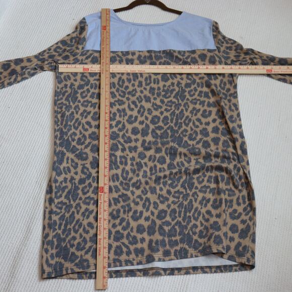 Crazy Train She's All That Tunic Dress Size Large Chambray Leopard - Picture 3 of 5